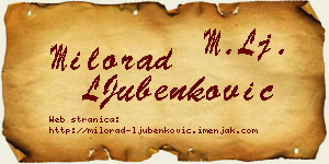 Milorad LJubenković vizit kartica